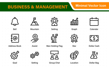 Business and management line icons set. Management icon collection. Project management icon collection. Time management and planning concept. Outline icon set.