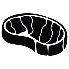 Stylized black and white silhouette of a raw steak cut