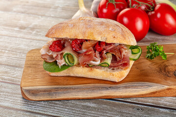 Ciabatta with cured parma and tomato