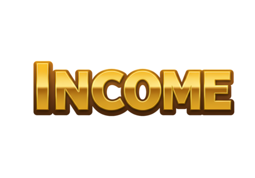 Golden Embossed Income  A WealthInspired Text Graphic isolated on transparent baackground