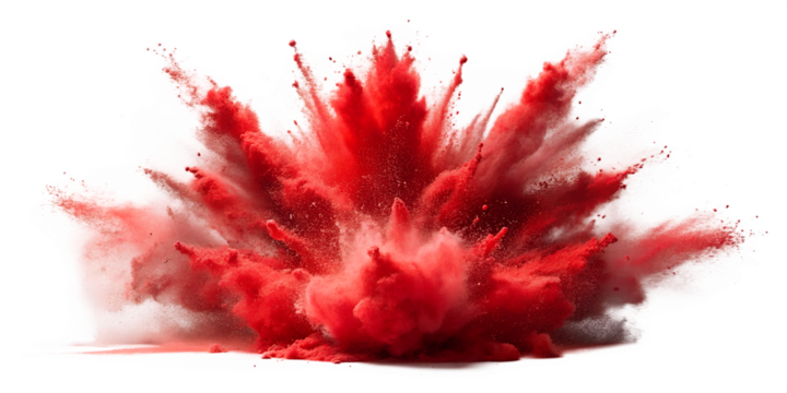 Red Powder Explosion on Transparent Background