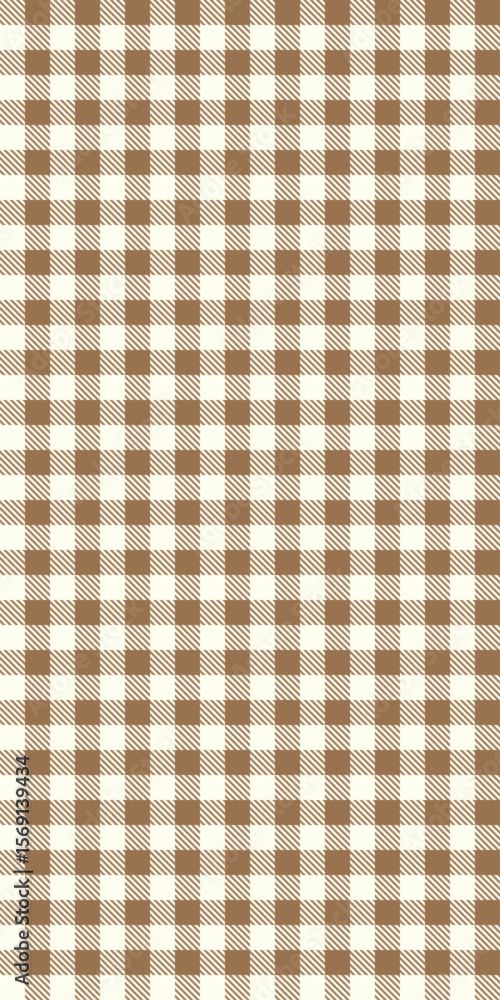 Poster seamless vector pattern brown gingham checkered textile background vintage rustic picnic style cozy 