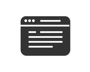 Website web site page icon simple solid bold black white vector graphic, webpage browser window glyph pictogram sign symbol image clip art
