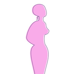 Silhouette of a pregnant woman in pink tones. Vector illustration.