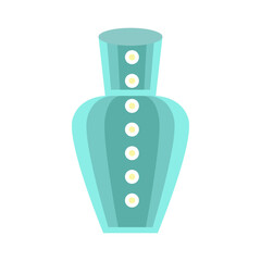 Decorative turquoise vase with dotted pattern. Vector image.