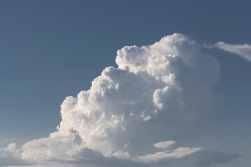 Cumulonimbus Cloud Formation, Towering Thunderstorm Cloud Against Blue Sky