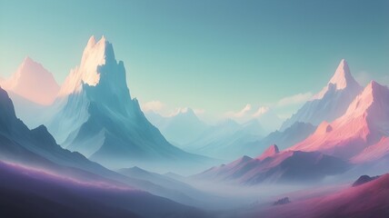 Majestic Snowy Mountain Peaks at Dusk