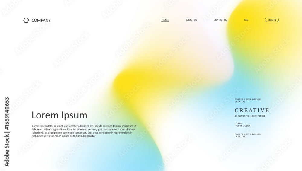 Poster abstract wave futuristic design of landing page. retro gradient mesh website design