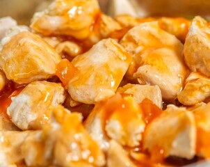 chicken and a sweet and sour sauce