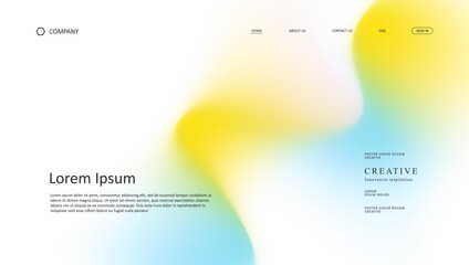 Abstract wave futuristic design of landing page. retro gradient mesh website design	