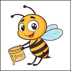 Cute bee with honey dripping