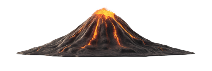 Stunning volcanic eruption with flowing lava on a black background illustration