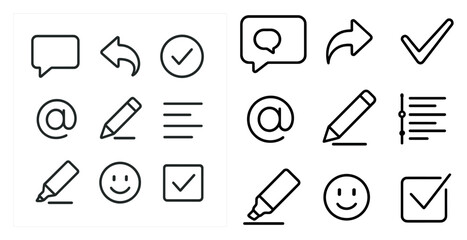 Set of icons for a computer program. The icons include a smiley face, a check mark, a pencil, a smiley face with a check mark, a smiley face with a pencil