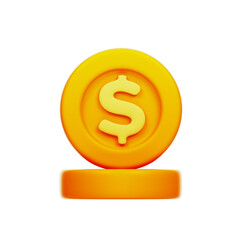 3D Render of a Gold Dollar Coin
