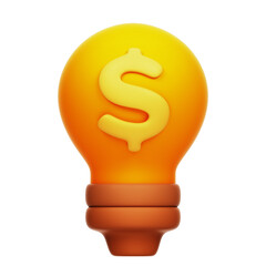 3D Lightbulb with Dollar Sign Idea of Financial Investment and Innovation