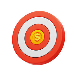 3D Target with Coin Financial Success Aim