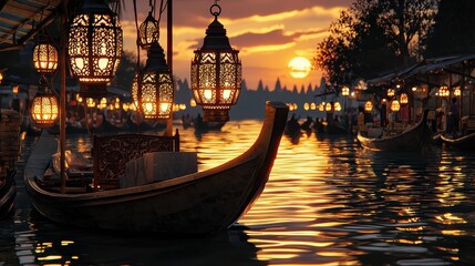Sunset serenity ayothaya floating market experience thailand travel photography tranquil waters captivating view