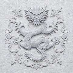 A white dragon is on a white background