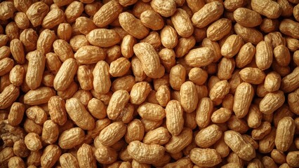 Surface of roasted peanuts pile in brown shells healthy snack food nat