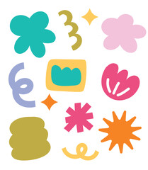Abstract shape hand drawn set collection