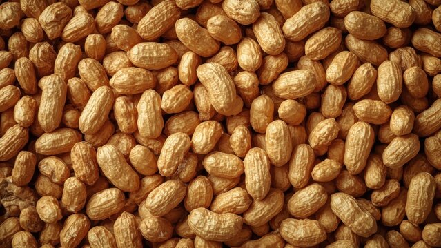 Surface of roasted peanuts pile in brown shells healthy snack food nat