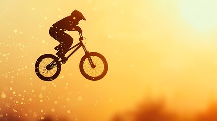 Fototapeta premium BMX Rider Jump Silhouette at Sunset
