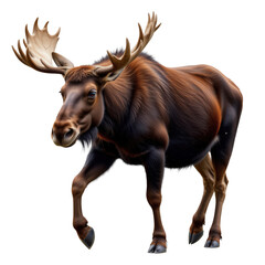 Majestic Moose Standing Proudly in Natural Habitat with Lush Green Background and Impressive Antlers