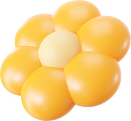 3D fall orange and yellow flower shape, creative autumn graphic nature floral form isolated clipart. Render of simple cute modern illustration