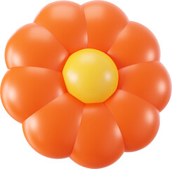 3D fall orange and yellow flower shape, creative autumn graphic nature floral form isolated clipart. Render of simple cute modern illustration