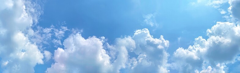 Obraz premium Light blue sky with fluffy white clouds