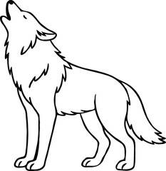 Obraz premium Majestic Howling Wolf Line Art Illustration