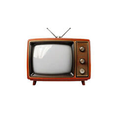 An isolated, blank-screen retro TV set with an antenna, perfect for showcasing old-fashioned media or broadcast technology