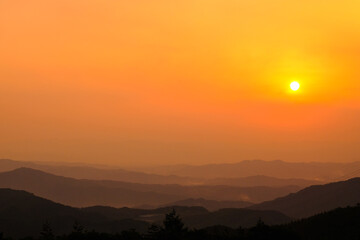 夕焼け空　夕日