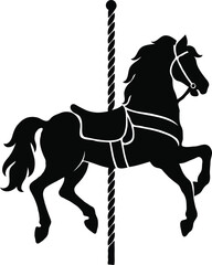 Classic Carousel Horse Silhouette Vintage Fairground Ride Illustration