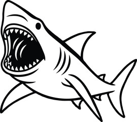 Powerful Great White Shark Illustration Fierce Predator Art