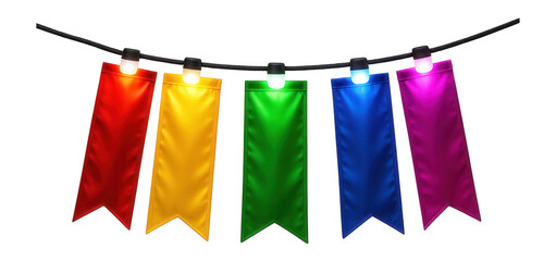 Colorful LED-lit flags that illuminate at night, ideal for an evening garden party.