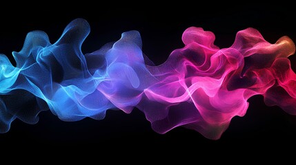 Fototapeta premium Colorful Smoke: Captivating swirling smoke artfully dances against a backdrop of profound black, a vibrant dance of colors and forms. A visual spectacle of artful hues.