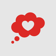 Red Heart Thought Bubble on Light Gray Background love