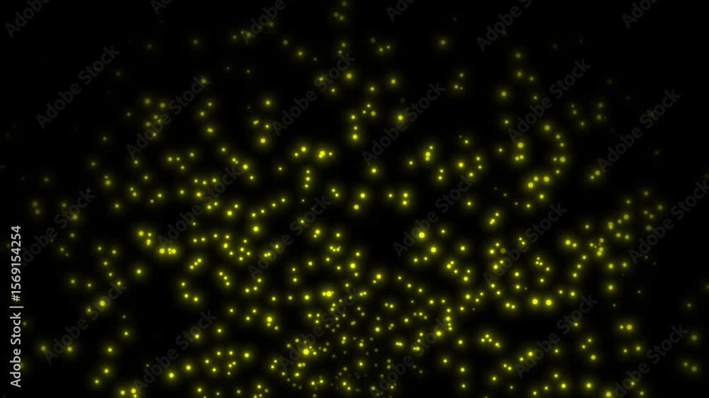 Poster yellow color exploding glitter particles modern design black background