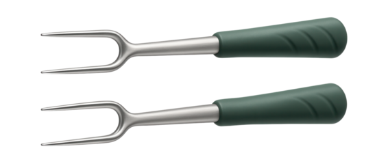 Lightweight aluminum grill forks perfect for toasting marshmallows over a small campfire in a cottage setting.