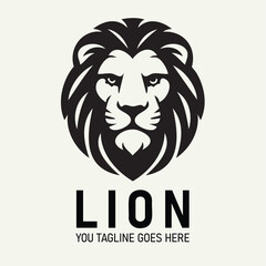 Minimalist Lion Head Logo &ndash; Monochrome Vector Design for Branding and Identity