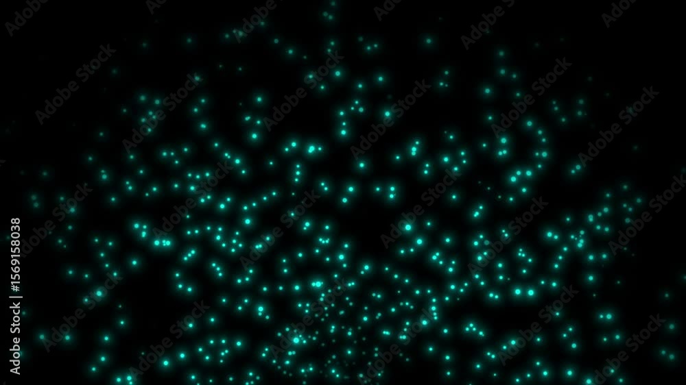 Poster cyan color exploding glitter particles modern design black background