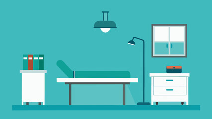 Fototapeta premium Vector illustration of a room interior with office furniture including a desk, chair, and computer, ideal for home or business design