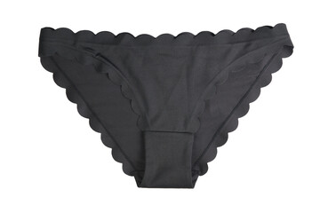 Stylish women's black panties with scalloped edge, ideal for everyday comfort isolated on white background.