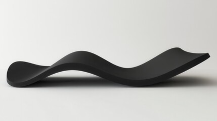 Elegant Black Wave Design Sculpture on Minimalist Background