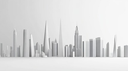 Abstract representation of a modern city skyline in monochrome tones