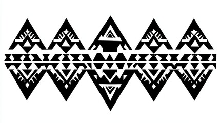 Geometric Pattern with Triangles and Shapes in Black and White Design