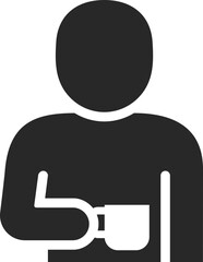 Drinking coffee solid icon used in morning routine, cozy lifestyle, and slow living clip art symbol.