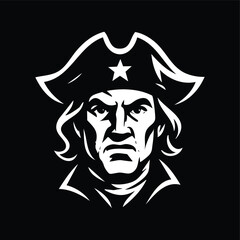 Pirate Captain Mascot Logo – Black and White Vintage Vector Avatar