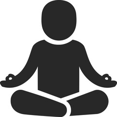 Meditating on floor solid icon used in mindfulness, relaxation, and peaceful lifestyle clip art symbol.
